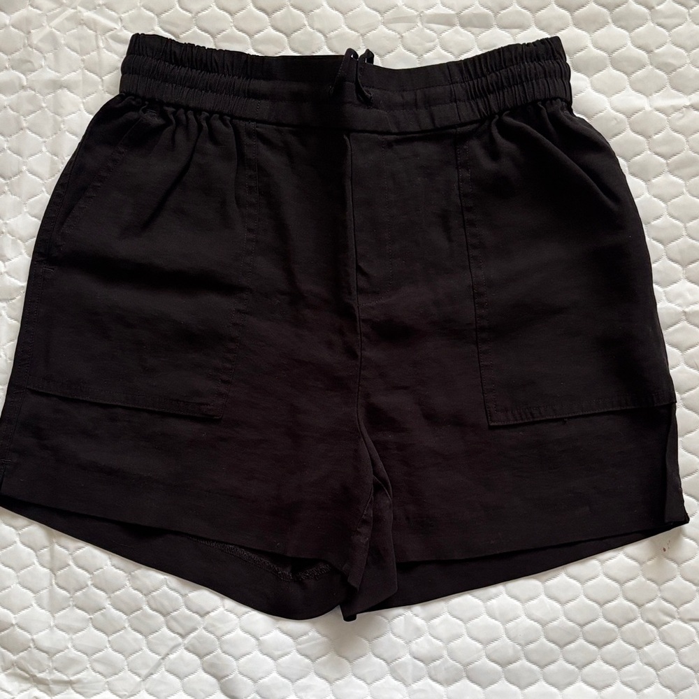 Kersh Black Elastic-Waist Casual Athletic Shorts